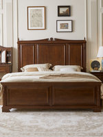 Lit double en bois massif Dingshuai, design sculpté de fleurs, style vintage rétro, fabriqué en Chine