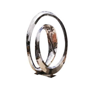 Escultura Circular de Espejo de Acero Inoxidable para Exteriores, Arte Geométrico Abstracto Moderno, Decoración Artesanal de Metal para Montar en el Suelo - Product Image 5