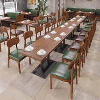 Usine Foshan moderne Café en bois massif Café Restaurant Café Cabine personnalisable Canapé commercial Table et chaise Combinaison
