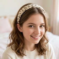 Bandeau en tissu fait main de haute qualité pour femme, motif léopard, style personnalisable, couleur unie, simple et élégant