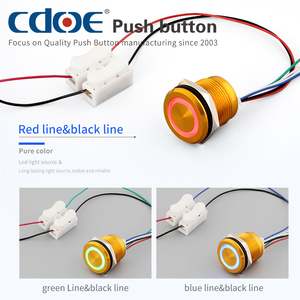 Interrupteur à bouton métallique, momentané, 22mm, NO, alliage d'aluminium, rouge/vert/bleu/noir, IP65, 12V. - Product Image 4