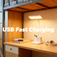 Lampe de bureau LED pour bureau d'étude, lampe de lecture tactile, lampe de table rechargeable, lampe LED rechargeable