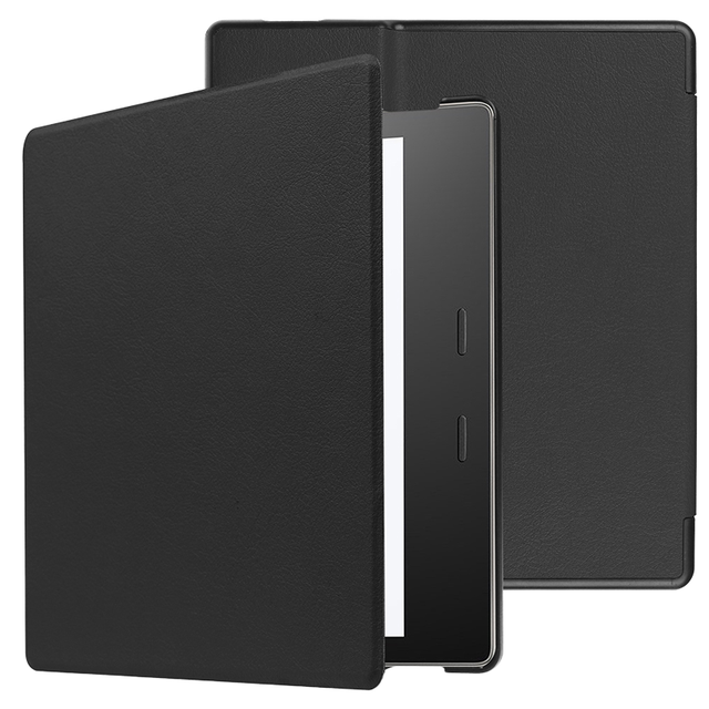 AilesTecca Ultra Slim Trifold Flip Cover PU Leather Tablet Case for Kindle Oasis 2019 Black Stand