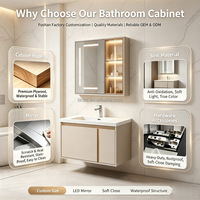 Nouveau meuble de salle de bain mural en bois massif 2026 avec miroir LED anti-buée – Ensemble complet de mobilier de salle de bain