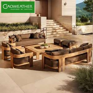 Ensemble <span class=keywords><strong>de</strong></span> salon <span class=keywords><strong>de</strong></span> <span class=keywords><strong>jardin</strong></span> <span class=keywords><strong>en</strong></span> teck moderne et luxueux, 4 pièces, imperméable, <span class=keywords><strong>en</strong></span> bois massif, pour balcon et villa - Product Image 1