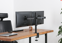 Support double écran réglable en acier au carbone noir 32 pouces Neuf et en stock Angle d'inclinaison de 45 degrés Bras pivotant