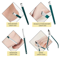 Kit Professionnel d'Outils Verts de Manucure et Pédicure en Acier Inoxydable, Ensemble de Coupe-Ongles de Voyage 7/10/12/18 Pièces