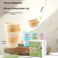 Mug à café en silicone pliable à double paroi, sans BPA, 350 ml, style victorien, anti-fuite, pour le camping et le bureau