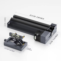 Module rotatif pour machine de gravure laser WAINLUX, équipé d'une roue rotative, utilisé pour la gravure d'objets ronds et irréguliers.