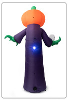 Décoration de scène intérieure et extérieure pour Halloween 2026 : Citrouille et fantôme gonflables lumineux de 2,4 m à brancher, pour l'export.