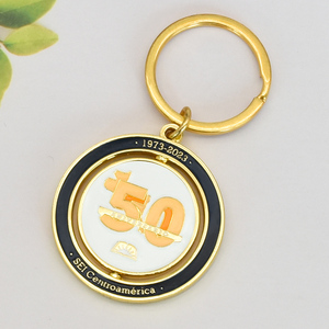 360 độ xoay vòng trái tim keychain sáng tạo quay hai mặt kim loại men Keychain - Product Image 3