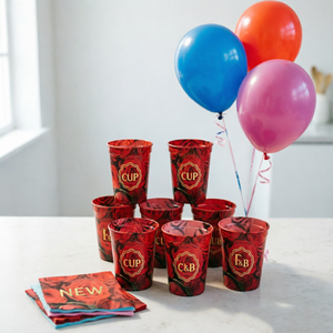 Gobelets de stade personnalisés publicitaires lisses 8oz 12oz 16oz 22oz 32oz, <span class=keywords><strong>gobelet</strong></span> de stade en plastique entièrement imprimé en couleur pour <span class=keywords><strong>anniversaire</strong></span> avec serviette en PP - Product Image 1
