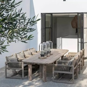 Set da pranzo da giardino in legno di Teak, tavolo e sedie da esterno, sedia da bistrot, Set da pranzo all'aperto - Product Image 2