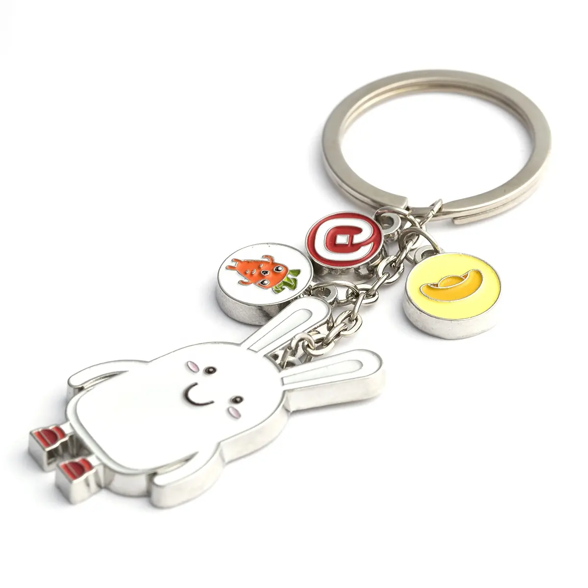 Custom shaped cut outmade logo metal Ring Key Chain