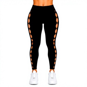 Women’s <b>High</b> <b>Waist</b> <b>Black</b> Cutout <b>Leggings</b> Stretch Fitness Yoga Workout Pants - Product Image 1