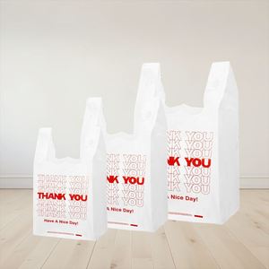 Manufacturer Printed Logo <b>Plastic</b> T-shirt <b>Bag</b> Cheap Shopping <b>Clear</b> <b>Plastic</b> Vest <b>Bag</b> for Supermarket - Product Image 4