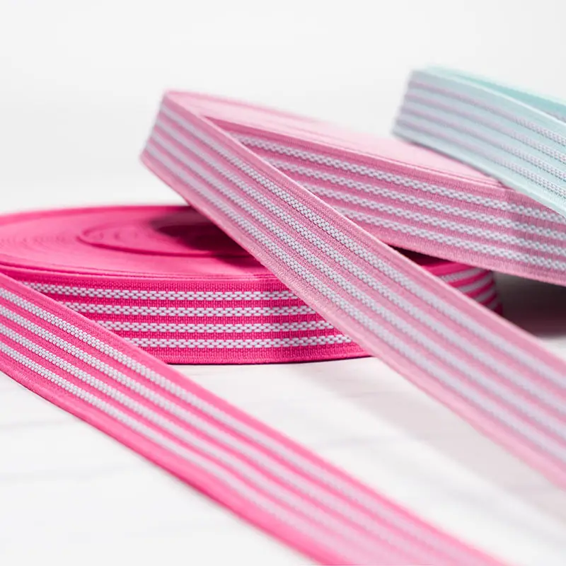 Produsen gelang elastis nilon rajutan strip silikon antiselip anyaman poliester gaya kustom untuk Aksesori garmen