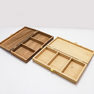 Venta al por mayor de madera maciza sin terminar tamaño personalizado pequeñas cajas de exhibición grandes recuerdo embalaje de madera de bambú con tapa deslizante con bisagras - Product Image 6