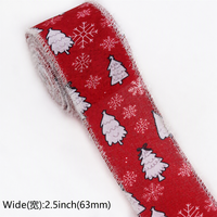 Ruban de Noël imprimé avec motif d'arbre de Noël, bordure à franges rouges, 3 mètres, en gros, de la marque E Magic, pour la décoration des fêtes