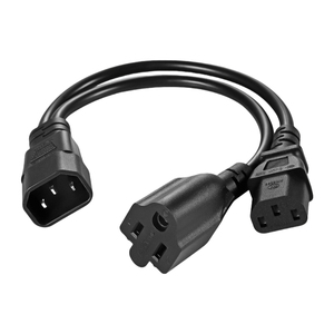 Шнур питания 1-2 C14 C13 + IEC, женский, стандарт США, резиновый провод 16AWG, американский стандарт, Удлинительный кабель типа Y 16AWG, штекер - Product Image 1