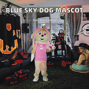 Оптовая продажа, Забавный костюм-талисман с изображением собаки в синем небе, собаки для Хэллоуина, вечеринок, вечеринок, забавных и других причудлиых случаев - Product Image 2
