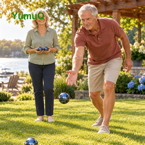Ensemble de boules de pétanque en métal YumuQ personnalisé de 73 mm, 6 pièces, jeu de pelote à balle pour l'extérieur avec pallino et étui de transport - Product Image 6