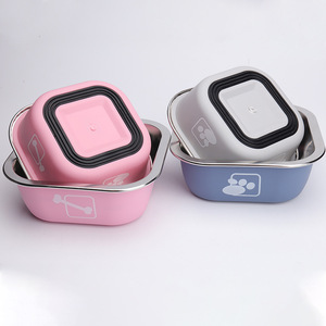 Bol carré en acier inoxydable pour animaux de compagnie, antidérapant, pour chien et chat, grande capacité, pour nourriture et eau - Product Image 2