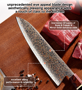 Кухонный нож Amber 8 дюймов из дамасской стали VG10, японский дамасский поварской нож с рукоятью из дерева и смолы - Product Image 2