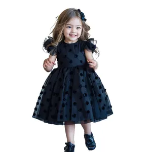 children's Solid color Sweet Princess Dress Children's polka dot mesh dress girls baby dress