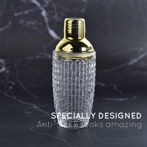 Kit Shaker per Cocktail <span class=keywords><strong>in</strong></span> Vetro 13 oz per Martini e Whiskey con Coperchio <span class=keywords><strong>in</strong></span> Acciaio Inox Dorato Antisgocciolamento, Strumenti da Bar - Product Image 6