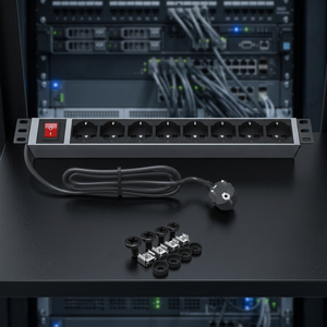 AMP CONNECT ชุดจ่ายไฟแบบไฮบริด 8 ช่อง E/F ขนาด 19 นิ้ว 1U พร้อมสวิตช์ในตัว  ตัวเรือนอะลูมิเนียม 16A 250V สำหรับติดตั้งบนแร็ค ได้รับมาตรฐาน ISO9001 - Product Image 2