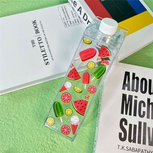 Leakproof Square Milk Carton 500ml Colorful Clear <b>Plastic</b> Direct <b>Drinking</b> Push-Pull Lid with <b>Straw</b> Party Unisex Water Bottle - Product Image 5