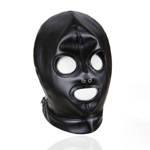 PU Open <span class=keywords><strong>Mouth</strong></span> Eye Leder maske 3 Löcher Leder masken Leder Kopf bedeckung - Product Image 6