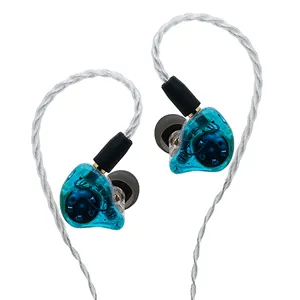 Fil de casque à 4 brins en cuivre monocristallin argenté avec pilote de haut-parleur 10MM MMCXinterface pour câble HIFI pour écouteurs