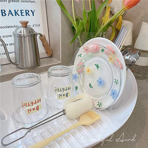Oval <b>Plastic</b> Dish Rack With Handle And <b>Tray</b> For Kitchen Storage L Size Draining Rack - Product Image 3