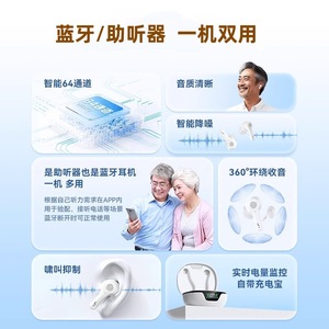 Aide auditive intra-auriculaire Bluetooth Cofoe, 64 canaux, réduction du bruit, double oreille, sans fil, pour les personnes âgées - Product Image 1