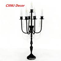Grand chandelier en métal noir à 11 têtes pour décoration de mariage, centres de table, décoration de maison et de fête