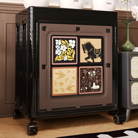 Armoire de rangement cubique classique robuste de 155 L, gain de place, porte verrouillable, boîte de rangement pliable pour la lessive, conteneur à roulettes, PP+HIPS