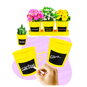 Fournitures de jardinage peintes 3PCS Mini pots de fleurs et jardinière de couleur vive avec plateau en métal Autocollant noir Écrire des <span class=keywords><strong>mots</strong></span> Seau succulent - Product Image 3