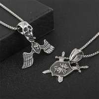 Punk bijoux collier vintage en acier inoxydable pirate skipper crâne pendentif colliers