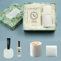 Kunden spezifische Luxus Eigenmarke transparente Tasse Soja wachs Duft kerze mit Geschenk box