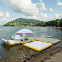 Plateforme aquatique gonflable, île flottante, tente de ponton, transat aquatique, équipement de loisirs aquatiques, bar de piscine gonflable, bateau de fête