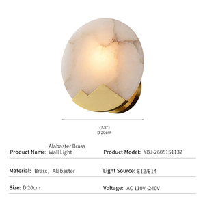 Nordic Luxury Alabaster Wall <b>Sconce</b> Brass Metal Lamp Bedroom Bedside Living Room LED Designer Home Decor Wholesale - Product Image 3