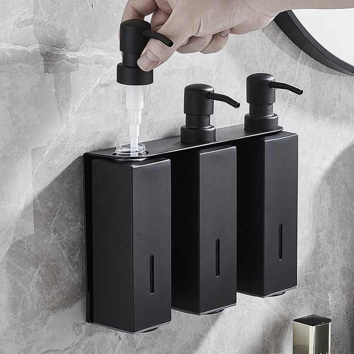 卸売 ブラック 3 in 1 ホテル バスルーム シャンプーディスペンサー