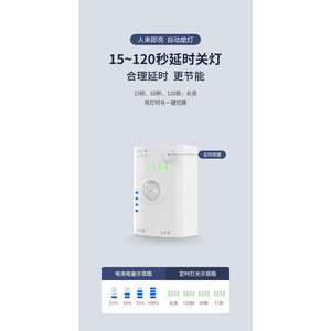 Lampe LED intelligente pour armoire avec capteur de présence humaine, boîte à piles rechargeable par USB, sans câblage requis, montage en surface, finition mate - Product Image 2