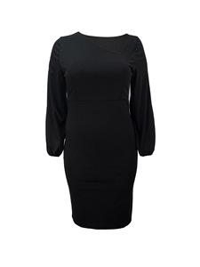 Nuovi prodotti <span class=keywords><strong>taglie</strong></span> forti <span class=keywords><strong>abbigliamento</strong></span> da donna in maglia tinta unita Slim Fit comodo abito avvolgente - Product Image 2