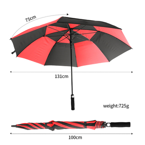 ร่มตรงขนาดใหญ่พิเศษ 130 ซม. สีแดงดำ เปิดอัตโนมัติ ผ้าปอนจี ป้องกันแดดฝน ดีไซน์คลาสสิกสำหรับผู้ใหญ่ ขายดี - Product Image 2