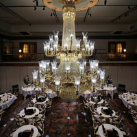 Lustre Classique Européen en Cristal K9 Doré de Luxe pour Hall d'Hôtel, Salle de Mariage, Villa, Décoration, Luminaire Suspendu