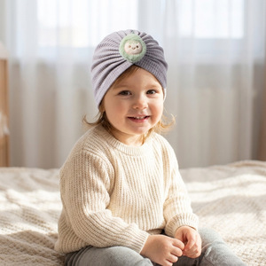 INS 新生児ワッフルソフトボーンレスビーニー幼児用帽子無地コットン子供用四季帽子 - Product Image 6