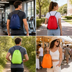 Bolsas con Cordón Personalizadas con Logotipo, 42x34cm, Poliéster, 15 Colores, Combinación de Colores de Marca, para Gimnasio, Escuela, Deportes, Regalos, Venta al Por Mayor, OEM - Product Image 3